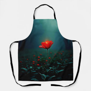 Einzelne leuchtend rote Blumenkunst Schürze