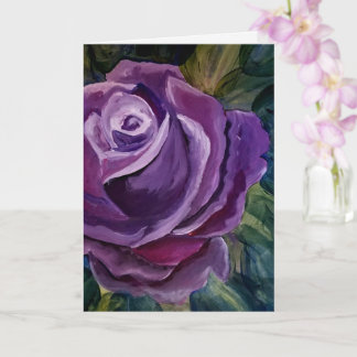 Einzelne lila Rosenblüte Karte