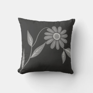 Einzelne Mid Century Daisy Holzkohle Kissen