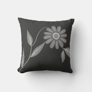 Einzelne Mid Century Daisy Holzkohle Kissen