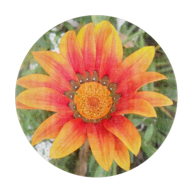Einzelne orangefarbene Blume Schneidebrett (Vorderseite)
