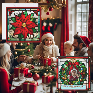 Einzelne Poinsettien Faux-Buntglas 