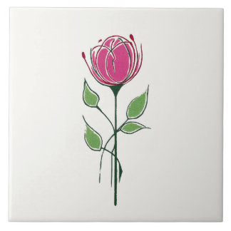 Einzelne rosa Glasgow-Rose Fliese