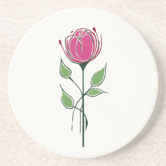 Einzelne rosa Glasgow-Rose Getränkeuntersetzer