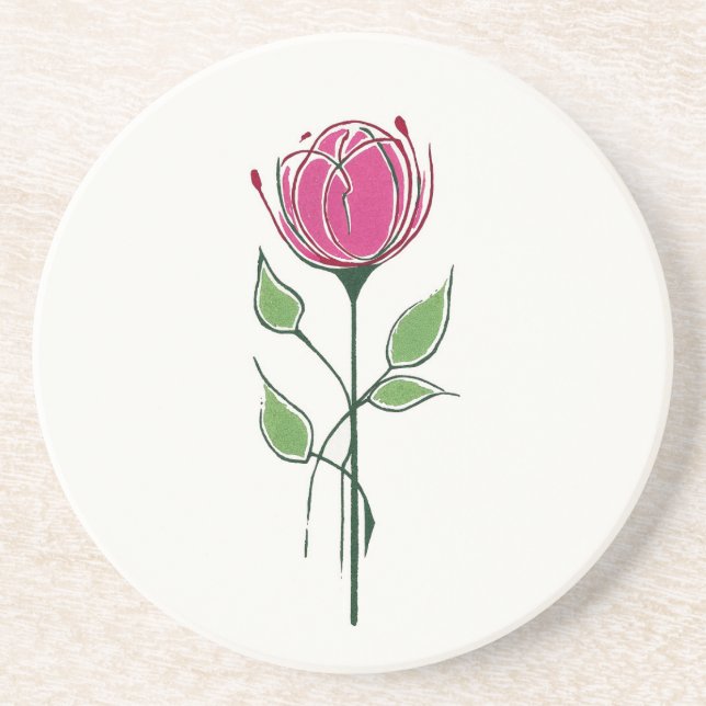 Einzelne rosa Glasgow-Rose Getränkeuntersetzer (Vorne)