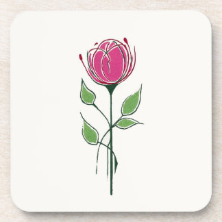 Einzelne rosa Glasgow-Rose Getränkeuntersetzer