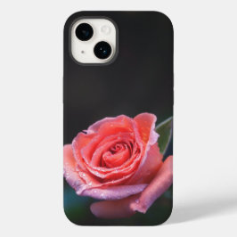 Einzelne rosa Rose mit Tau Case-Mate iPhone 14 Hülle