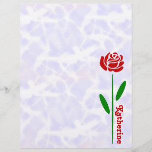 Einzelne rote Rose grüner Stiel Blätter Name anpas
