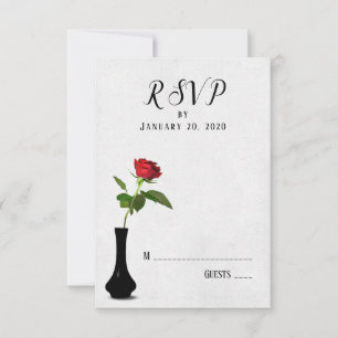 einzelne rote Rose Hochzeits-RSVP in Vas RSVP Karte