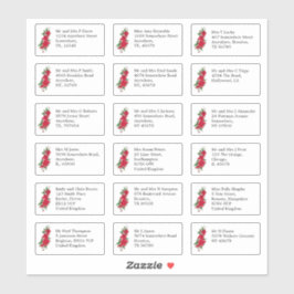 Einzelne Rote Rosen für die Anschrift des Gastes b Aufkleber