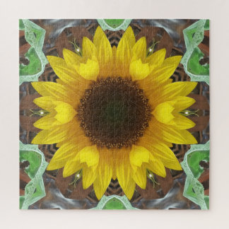 Einzelne Sonnenblume mit Minzblättern