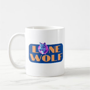 Einzelne Wolf oder Ihre Botschaft, großer orangefa Kaffeetasse