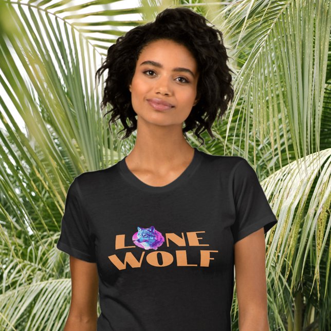 "Einzelne Wolf" oder Ihre Nachricht, großer orange T-Shirt (Von Creator hochgeladen)