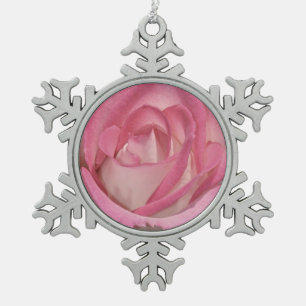 Einzelner rosa Rosen-Zinn-Schneeflocken-Schmuck Schneeflocken Zinn-Ornament