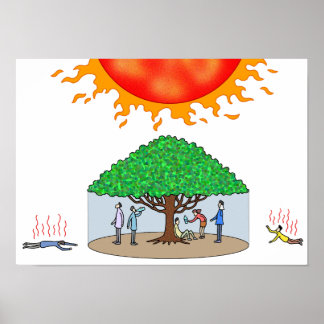 Einzelner Schattenstrahl, der das Leben erhält. Poster