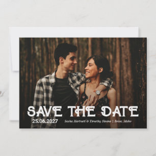 Einzelnes Foto mit weißer Überlagerung Hochzeit Sa Save The Date