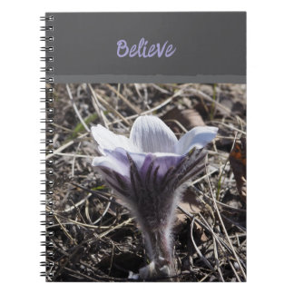 Einzelnes Lila Prairie Krokus Spiralfoto Notizbuch Notizblock