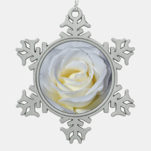 Einzelnes weißes Rosen-Zinn-Schneeklaste-Ornament Schneeflocken Zinn-Ornament