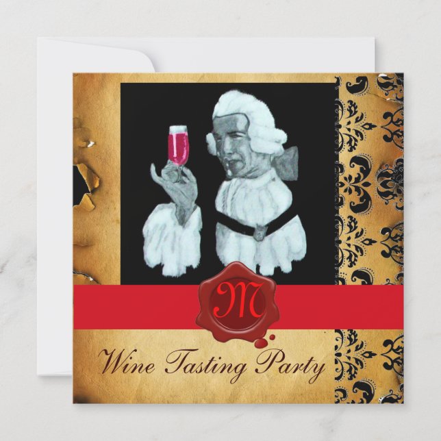 EINZELWEIN - PARTY ROT WAX SIEGEL MONOGRAM EINLADUNG (Vorderseite)