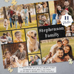 Einzigartig 11 FotoCollage Einfach Personalisiert<br><div class="desc">Erstellen Sie Ihr eigenes, einzigartiges und lustiges Foto-Rätsel, indem Sie dieses leicht hochzuladende Foto-Collage-Template mit 11 Bildern in verschiedenen, horizontalen und vertikalen Formen und Größen für ein breites Themenspektrum verwenden. Personalisieren Sie Ihre Schriftart-Stile mit Familiennamen, Titeln oder anderen benutzerdefinierten Texten in allen -Stilen und Farben (in Schwarz dargestellt). Foto-Rätsel machen...</div>