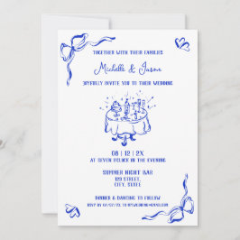 Einzigartig Blauer Handgezeichneter zeitgenössisch Einladung