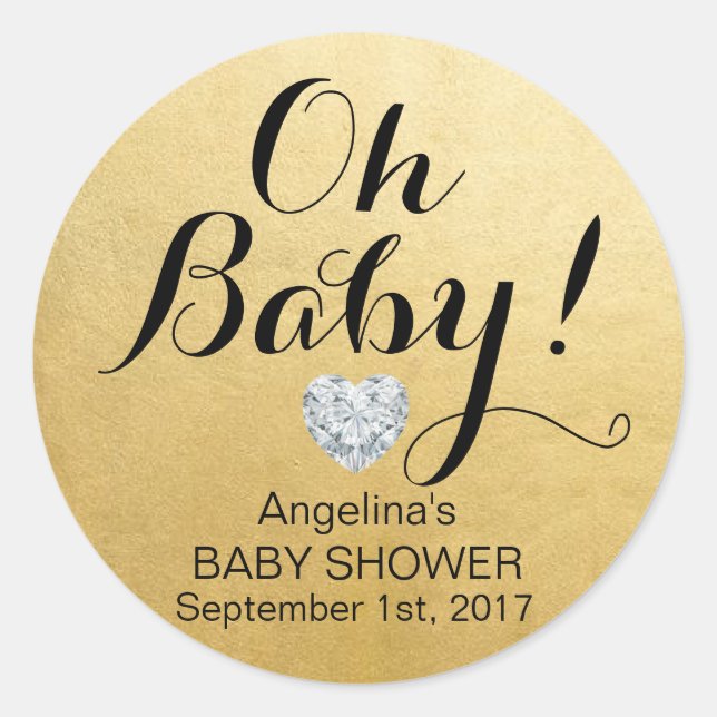 Einzigartig Elegant OH BABY! Imitate Gold Foil Bab Runder Aufkleber (Vorderseite)