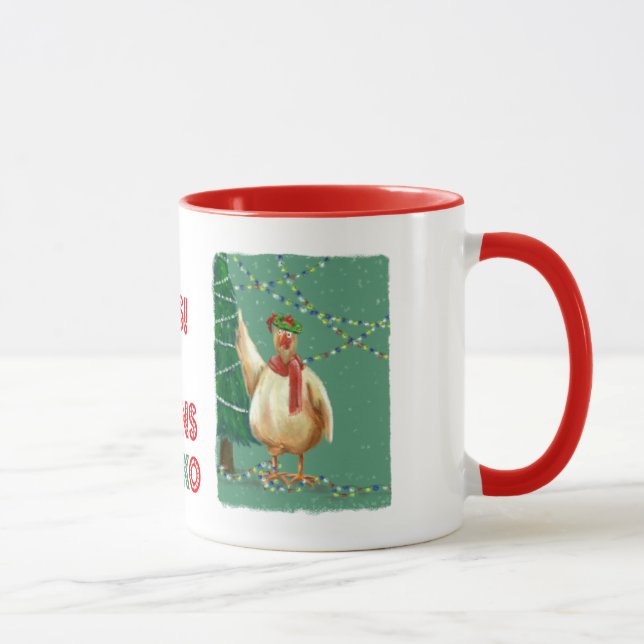 Einzigartig: Frohe Weihnachten - von den Hühnern! Tasse (Rechts)