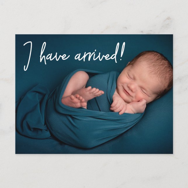 Einzigartig Funny Ich bin angekommen Baby Junge Fo Ankündigungspostkarte (Vorderseite)