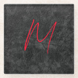 Einzigartig graue Monogramm-Bezeichnung Erstkallig Glasuntersetzer