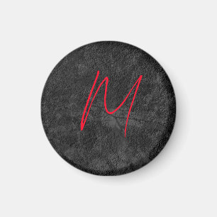 Einzigartig graue Monogramm-Bezeichnung Erstkallig Magnet