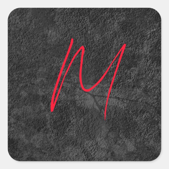 Einzigartig graue Monogramm-Bezeichnung Erstkallig Quadratischer Aufkleber (Vorderseite)