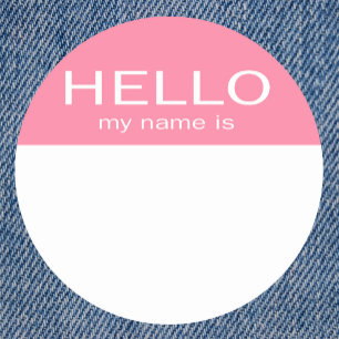 Einzigartig Hallo Mein Name ist - Baby Pink Runder Aufkleber