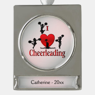 Einzigartig I Herz    CheerleaderSilbername und Ja Banner-Ornament Silber