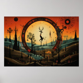 Einzigartig Kokopelli Abstrakt Poster