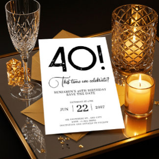 Einzigartig Minimalistisch Save the Date 40. Gebur Einladung