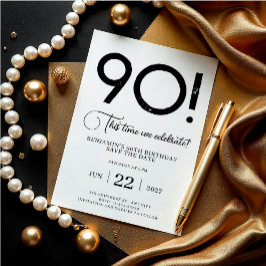 Einzigartig Minimalistisch Save the Date 90. Gebur Einladung