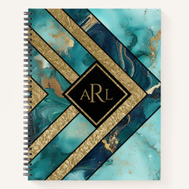 Einzigartig Moderne Aquamarine Geometrie Personali Notizbuch