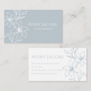 Einzigartig Moderne Dusty Blue Boho Floral Visitenkarte