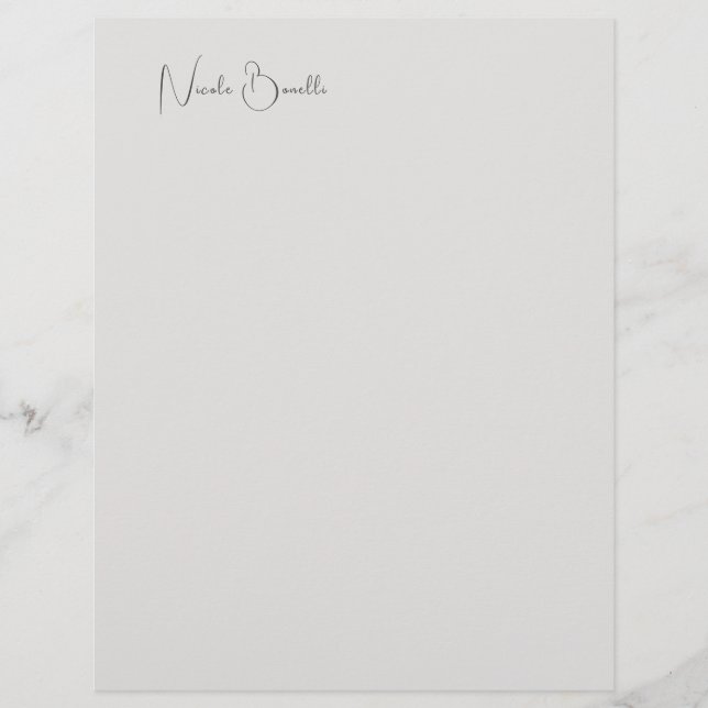Einzigartig Modernes Platinum Grau Minimalistische Briefbogen (Vorderseite)