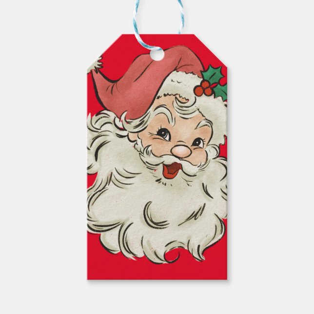 Einzigartig Red Retro Weihnachten Geschenkanhänger (Vorderseite)