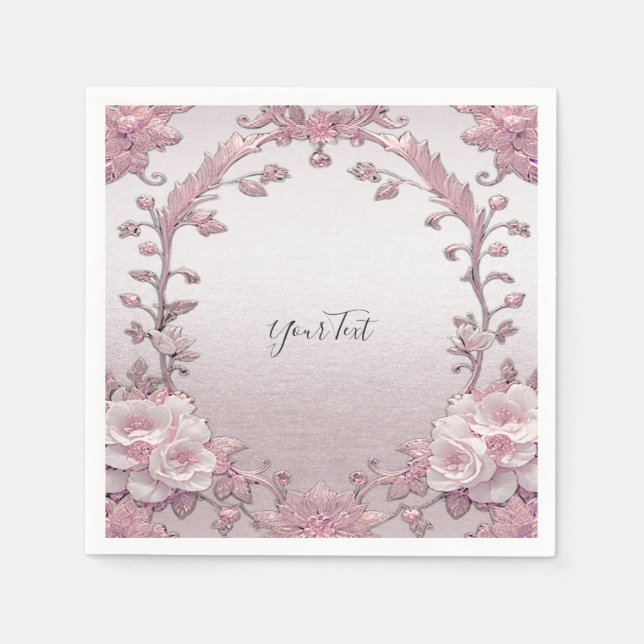 Einzigartig Rosa Floral Napkins Serviette (Vorderseite)