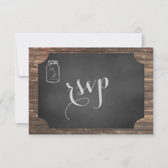 Einzigartig Rustic Mason Jar Wedding RSVP Karte (Vorderseite)