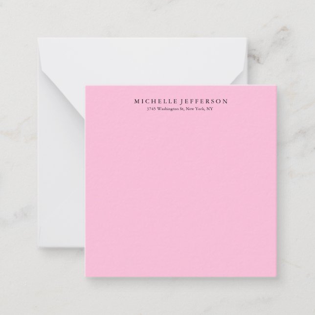 Einzigartig Stilvoll modern elegant rosa Mitteilungskarte (Vorderseite)