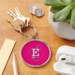 Einzigartig Stilvolle Monogramm Typografie Hot Pin Schlüsselanhänger<br><div class="desc">Ein feines und schönes Schlüsselkettendesign mit einer eleganten,  stilvollen Darstellung Ihres Namens und Monogramms mit klassischen Serifen und einer verzierteren Schriftzeichen-Typografie in ausgewogener Symmetrie. Die drei Elemente verschmelzen mit einer ausgeklügelten Harmonie und kreieren Ihr eigenes Markenlogo. Hier mit einem hellrosa Hintergrund mit Monogramm-Elementen in weiß und grau dargestellt.</div>