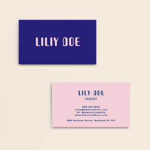 Einzigartig Stilvolle Typografie in Blau und Rosa Visitenkarte