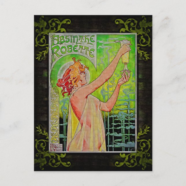 Einzigartig Vintage Absinthe Green Fairy Postkarte (Vorderseite)