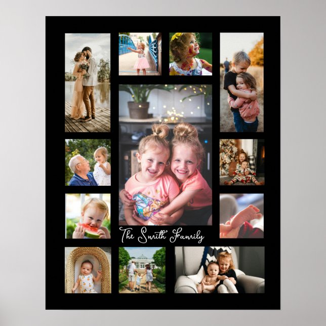 Einzigartige 12 Foto Collage Minimalistisch Einfac Poster (Vorne)