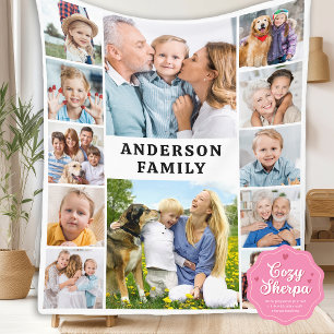 Einzigartige 12-Fotos-Collage Cute Simple Familie Sherpadecke