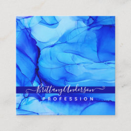 Einzigartige Abstrakte Agate Blue Custom Quadratische Visitenkarte