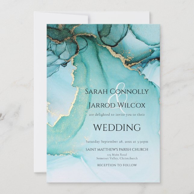 Einzigartige Abstrakte Hochzeitseinladung in Türki Einladung (Vorderseite)